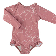 Load image into Gallery viewer, The "Olivia" Ruffle Rashguard Suit - Sizes 12/24M, 2/3Y, 6/7Y, 8/9Y