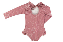 Load image into Gallery viewer, The "Olivia" Ruffle Rashguard Suit - Sizes 12/24M, 2/3Y, 6/7Y, 8/9Y