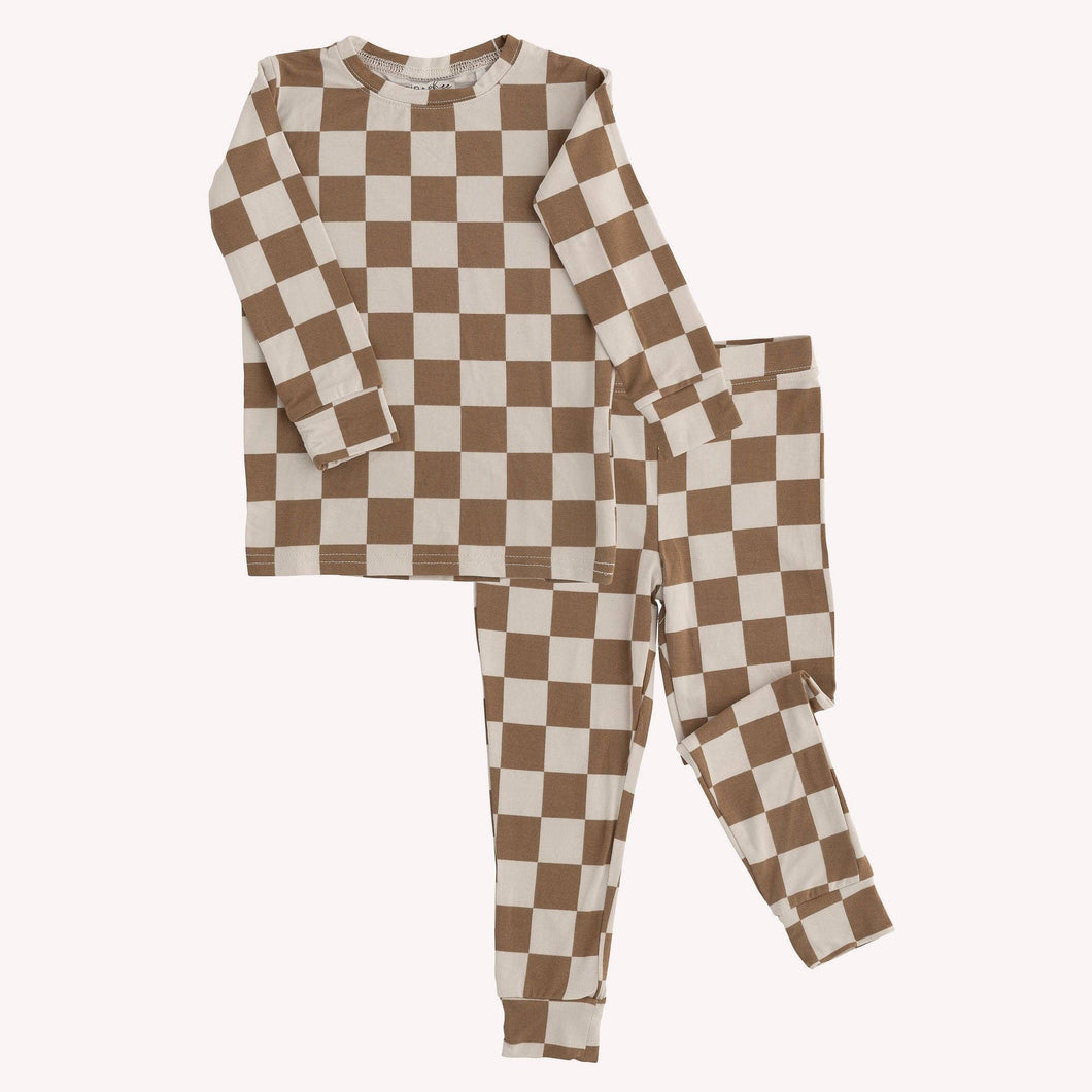 2 Piece Bamboo Sets | Brown Checks