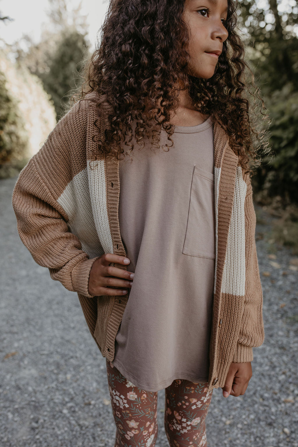 Knit Button Cardigan | Caramel with Bone - Size 10/11Y