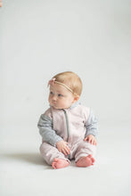 Load image into Gallery viewer, Zip Hooded Romper | Lavender/Grey - Size 2/3Y
