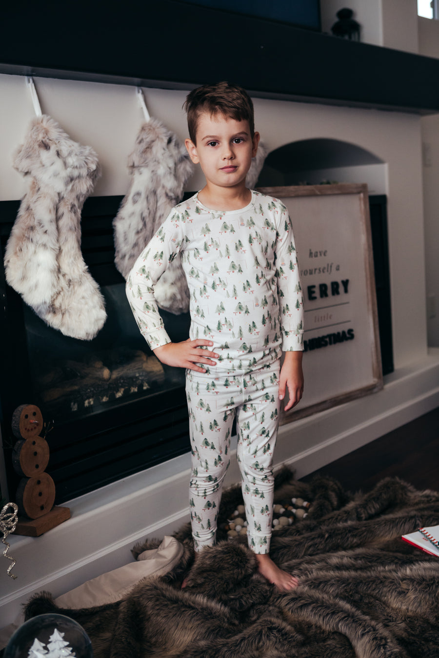 Holiday Bamboo Pajama Set | Holiday Tree Farm - Size 10/11Y